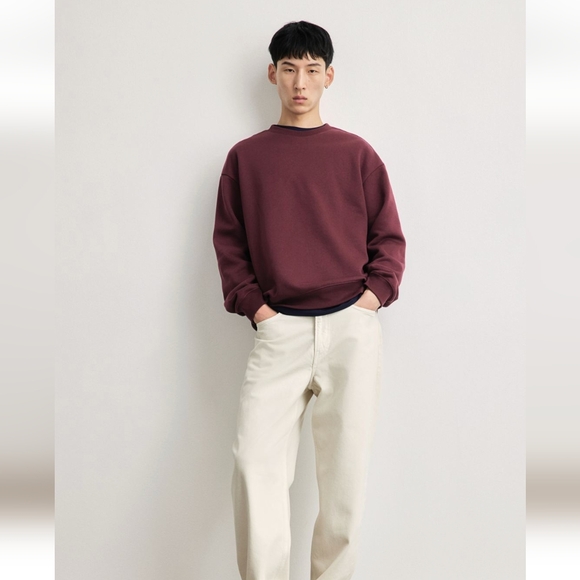 3/$20! H&M Mens Basic Crewneck Sweatshirt - Teal - Picture 10 of 13